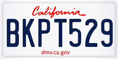 CA license plate BKPT529