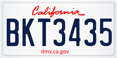 CA license plate BKT3435