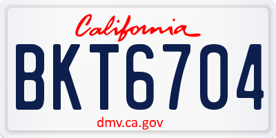 CA license plate BKT6704