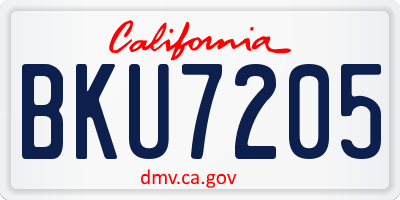 CA license plate BKU7205