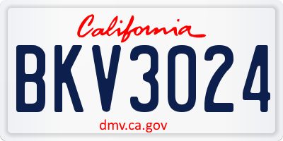 CA license plate BKV3024