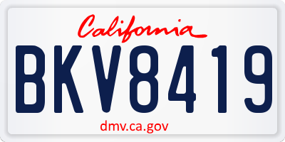 CA license plate BKV8419