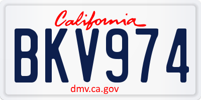 CA license plate BKV974