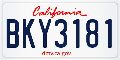 CA license plate BKY3181