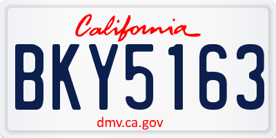 CA license plate BKY5163