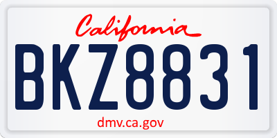 CA license plate BKZ8831