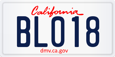 CA license plate BL018