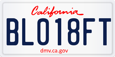 CA license plate BL018FT