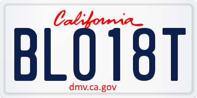 CA license plate BL018T