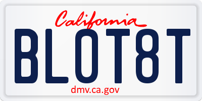 CA license plate BL0T8T