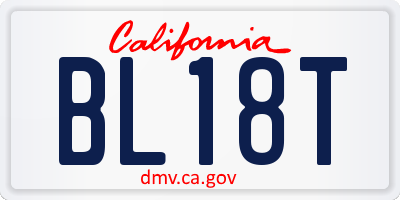 CA license plate BL18T