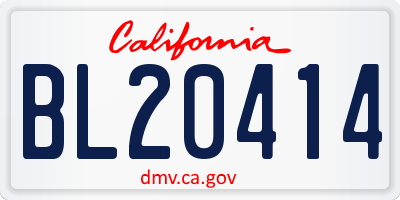 CA license plate BL20414