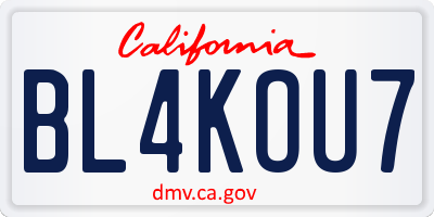 CA license plate BL4KOU7