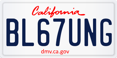 CA license plate BL67UNG