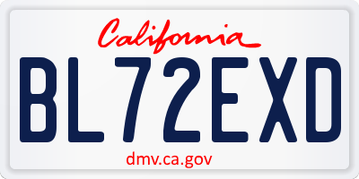 CA license plate BL72EXD