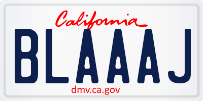 CA license plate BLAAAJ