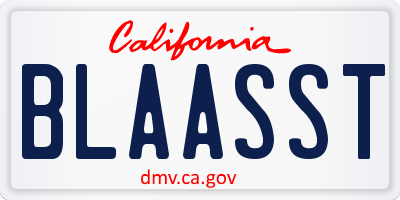 CA license plate BLAASST