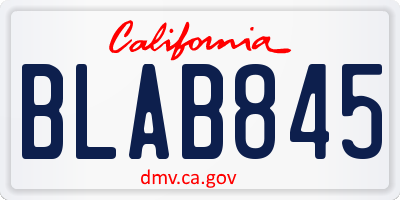 CA license plate BLAB845