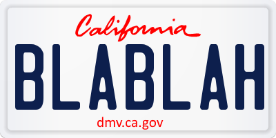 CA license plate BLABLAH