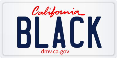 CA license plate BLACK