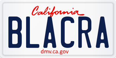 CA license plate BLACRA