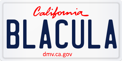 CA license plate BLACULA