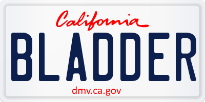 CA license plate BLADDER