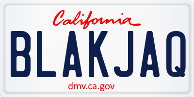 CA license plate BLAKJAQ