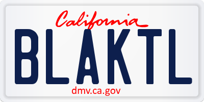 CA license plate BLAKTL