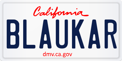 CA license plate BLAUKAR