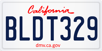 CA license plate BLDT329