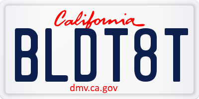 CA license plate BLDT8T