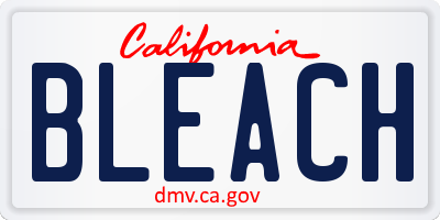 CA license plate BLEACH