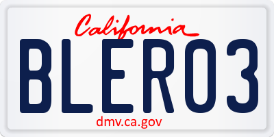 CA license plate BLER03