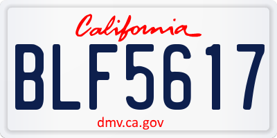 CA license plate BLF5617