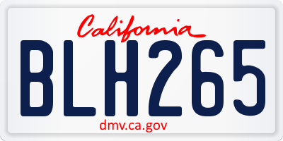 CA license plate BLH265