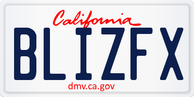 CA license plate BLIZFX