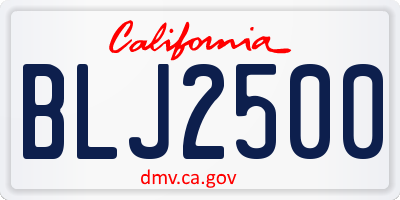 CA license plate BLJ2500