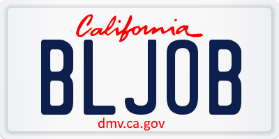 CA license plate BLJOB