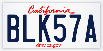 CA license plate BLK57A