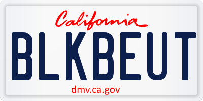 CA license plate BLKBEUT