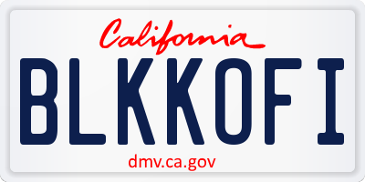 CA license plate BLKKOFI