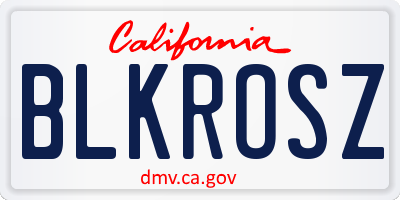 CA license plate BLKROSZ