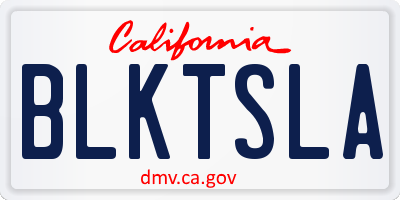 CA license plate BLKTSLA