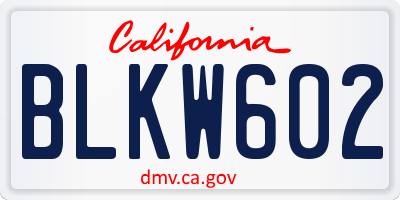 CA license plate BLKW602