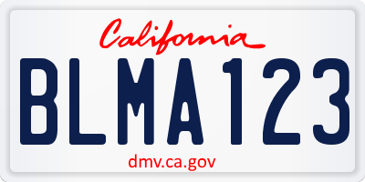 CA license plate BLMA123