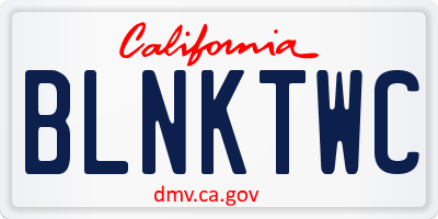 CA license plate BLNKTWC