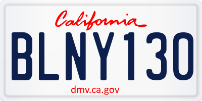 CA license plate BLNY130