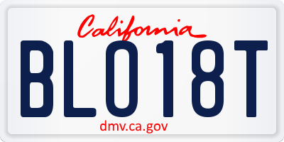 CA license plate BLO18T