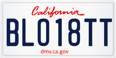 CA license plate BLO18TT